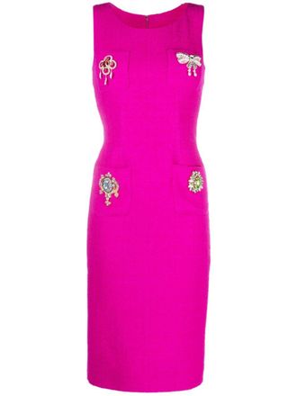 Moschino Abito midi con applicazione - Rosa