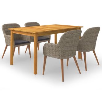 vidaXL Juego De Comedor Para Jard&iacute;n 5 Piezas Marr&oacute;n Vidaxl