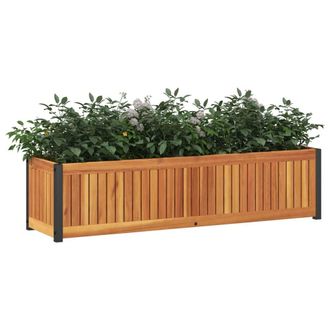 Berkfield Home Decorative Garden Planter 110x30x27.5 cm Solid Wood Acacia & Steel in Brown