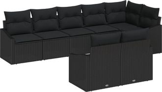 vidaXL Garden Sofa Set 8 pcs Black Poly rattan Vidaxl