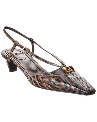 Fendi Fendi Ffold Snakeskin Slingback Pump