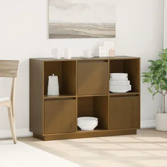 vidaXL Vidaxl - Aparador De Madera Maciza De Pino Marr&oacute;n Miel 110,35x35x80 Cm
