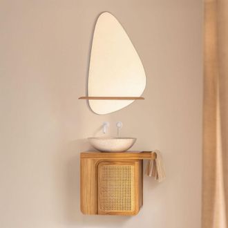 Sklum Conjunto De Mueble De Ba&ntilde;o Suspendido 60x40 Cm En Madera De Teca Georgy Sklum