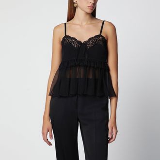 Chlo&eacute; Top lingerie con spalline sottili in seta nera