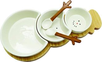 Godinger Set Of 3 Snowman Bowl With Server