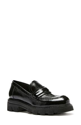 La Canadienne Douglas Waterproof Platform Loafer in Black Crinkle Patent at Nordstrom, Size 5.5