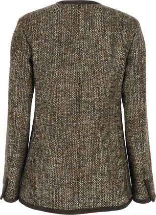 Golden Goose Womens Brown Crew Neck Wool Blend Jacket Virgin Blazers