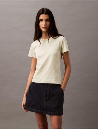 Calvin Klein Womens Liquid Cotton Crewneck Tee - Neutral - XS
