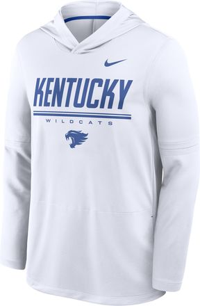 Nike Kentucky Sideline Nike Mens Dri-FIT College Long-Sleeve Hooded Top in White | 03B9062NNKY-594