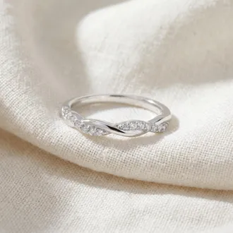 Pompeii3 1/5Ct Diamond Infinity Wedding Ring Womens 14k White Gold Interwoven Stack Band