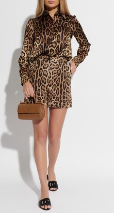 Dolce & Gabbana Animal Print Trousers, Womens, Brown