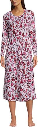 Lands End Cotton Long Sleeve Midcalf Nightgown in Pink/red Festive Critters at Nordstrom, Size X-Small P
