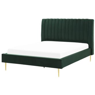 Beliani Cama Con Somier De Terciopelo Verde Esmeralda Dorado 140 X 200 Cm Marville