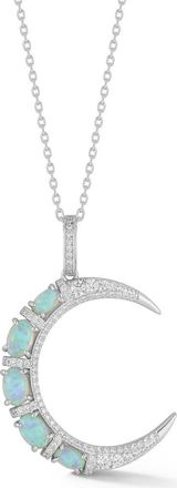 Glaze Jewelry Cubic Zirconia & Synthetic Opal Moon Pendant Necklace in Silver at Nordstrom Rack