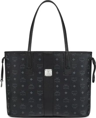 MCM Liz Wendeshopper in Visetos - Dames - Shoppers - Zwart - ONE Size - Katoen - Tassen