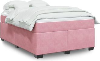 vidaXL Vidaxl - Cama Box Spring Con Colch&oacute;n Terciopelo Rosa 140x190 Cm