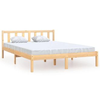 Berkfield Home Bed Frame Solid Wood Pine 135x190 cm Double in Light Brown