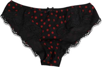 Dolce & Gabbana Black Polka Dotted Silk Low Waist Panty Womens Underwear