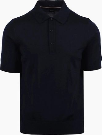 HUGO BOSS Mens Boss Black BOSS NOLANO KNITTED POLO DARK BLUE - Navy - Size: 38