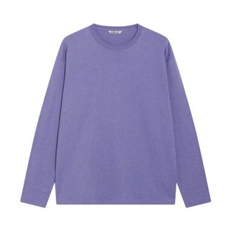 Auralee Brushed Cotton Jersey L/S Tee - Heren - Tops - Paars - Maat: L Jersey
