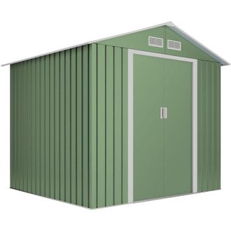 Wasabi Wasabi - Caseta Jard&iacute;n Exterior 5,27m2 Light Green - Puerta Corredera Doble - Cobertizo Met&aacute;lico De Almacenamiento