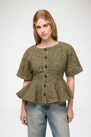 Ganni Blouse in Yellow Check - Size 32
