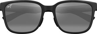 Maui Jim Paulele AF 57mm PolarizedPlus2 Round Sunglasses in Black/Neutral Grey at Nordstrom