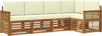 vidaXL Conjunto De Sof&aacute;s De Exterior 4 Uds. Natural Y Crema Vidaxl