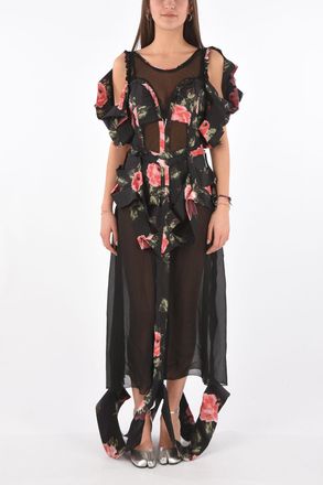 Maison Margiela MM0 vestito stampa floreale scollo illusion con dettagli cut out Maison Margiela