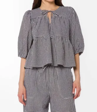 Velvet Heart Ferlita Gingham Blouse In Black