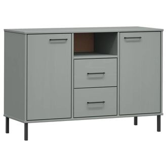 Berkfield Home Sideboard with Metal Legs Grey 113x40x77 cm Solid Wood OSLO | Size: 113 x 40 x 77 cm