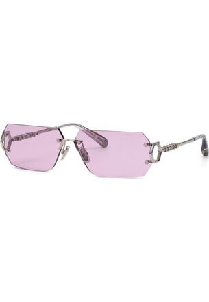 Philipp Plein Womens SPP110 65 579F Sunglasses - Silver - One Size