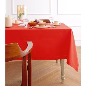 Solino Home Cotton Linen Hemstitch Tablecloth for Dining Table, Holiday and Everyday Dining Table Decor in Poppy Red at Nordstrom, Size Xx-Small