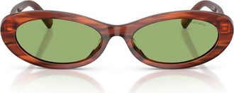 Tiffany & Co. 56mm Oval Sunglasses in Ruby Striped Havana /Green at Nordstrom