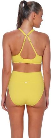 Sunsets Hannah High Waist Bikini Swim Bottoms in Pineapple Crepe at Nordstrom, Size X-Large