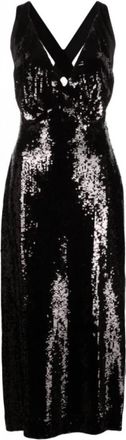 Khaite Glamour Sequinned Midi Jurk - Dames - Feestkleedjes - Zwart - 3XL - Pailletten - Kleedjes