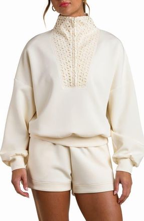 La Blanca Cloudset Lounge Half Zip Top in Chalk at Nordstrom, Size X-Large