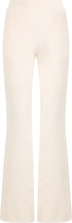 Alberta Ferretti Uitlopende broek met elastische tailleband - Dames - Wijde Broeken - Beige - M - Wol - Broeken
