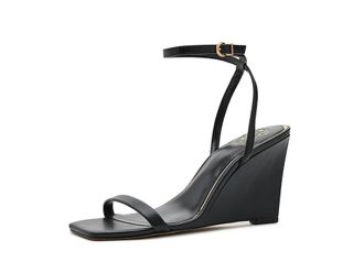 Vince Camuto Ambee Ankle Strap Wedge Sandals Womens Wedge Shoes Black : 7.5 M, Faux Leather