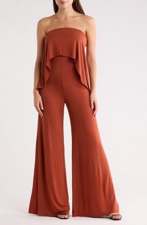 Go Couture Strapless Popover Jumpsuit in Hazelnut at Nordstrom Rack, Size X-Large