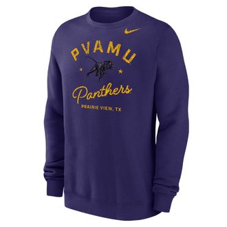 Nike Mens College (Prairie View A&M University) Mens Club Fleece Crew-Neck Sweatshirt in Purple | M33778PVUN25-ORC