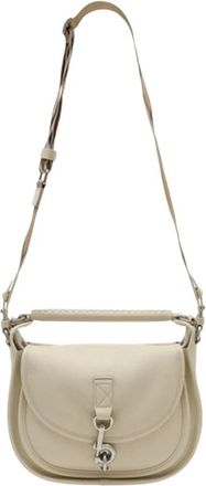 Burberry Cross Body Bags, female, White, Size: ONE SIZE Small B-Clip Messenger Crossbody - Burberry - Leather - White
