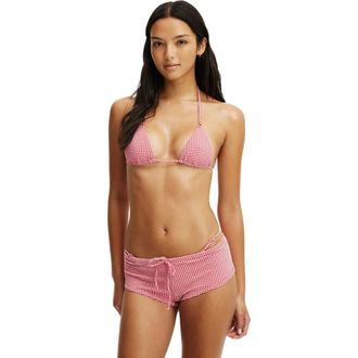 Cotton On Womens Tie Front Micro Boyshort in Red Mini Gingham at Nordstrom, Size X-Small