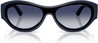 Emporio Armani 136mm Irregular Sunglasses in Shiny Blue /Grey Blue at Nordstrom