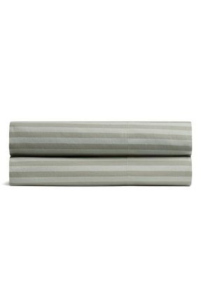 Parachute Percale Fitted Sheet in Moss Stripe at Nordstrom, Size Queen