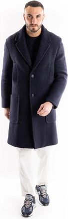Paolo Pecora Single-breasted Coat - Heren - Mantel - Blauw - M - Wol - Jassen