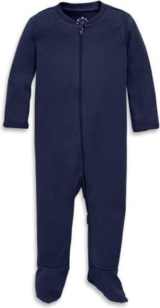 primary Baby Organic Zip Footie In Solid in Navy at Nordstrom, Size Newborn