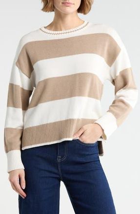 Vigoss Rugby Stripe Sweater in Oatmeal/Creme at Nordstrom Rack, Size X-Large