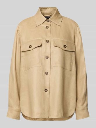 Max Mara Ausgestellte Hemdjacke aus reinem Leinen Modell POMPOSA in Sand, Gr&ouml;&szlig;e 36