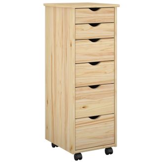 vidaXL Gabinete Rodante 34 X 39 X 93,5 Cm Madera De Pino Macizo Marr&oacute;n Vidaxl